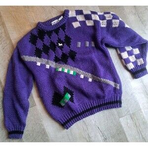 Vintage Forum Purple Large Unisex Pullover Crewneck Sweater Art Deco Western